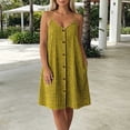 thumbnail image 4 of SAWOBUUN Womens Summer Plaid Mini Dress Sleeveless V Neck Button Down Tank Dress Beach Vacation Casual Dress with Adjustable Straps, 4 of 6