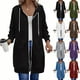 thumbnail image 1 of Sudadera con capucha de viaje,Sudadera con capucha para mujer, holgada, de manga larga con doble cremallera, color liso, con bolsillos, mezcla de poliéster para uso informal, sopatenor, 1 of 8