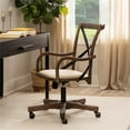thumbnail image 2 of Linon Dudley Adjustable Swivel X Back Padded Seat Cafe Office Chair in Brown, 2 of 15