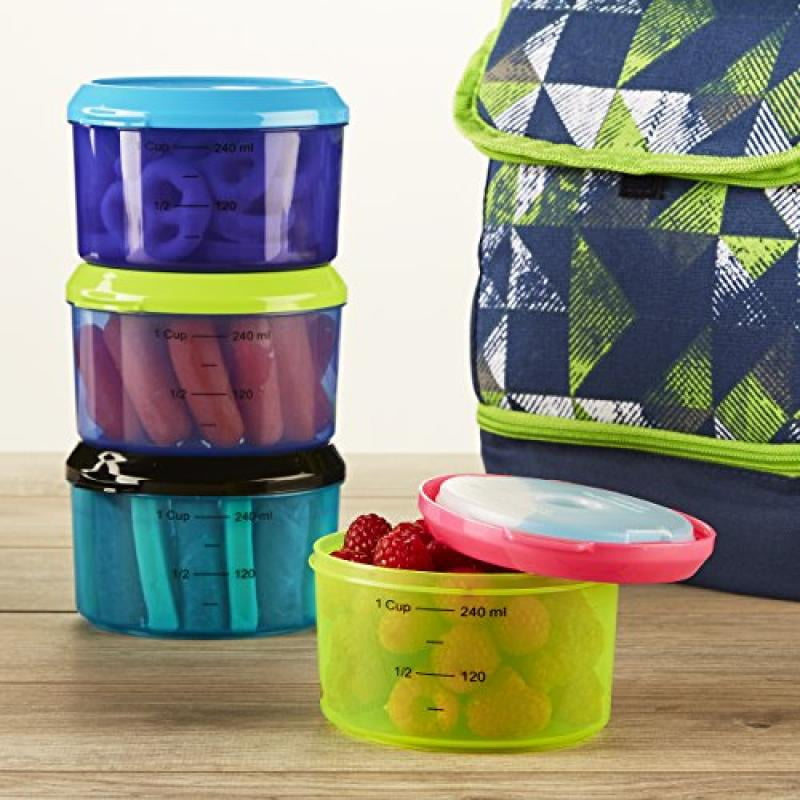 Fit & Fresh Kids' 1Cup Chilled Containers, Set of 4 Reusable Portion