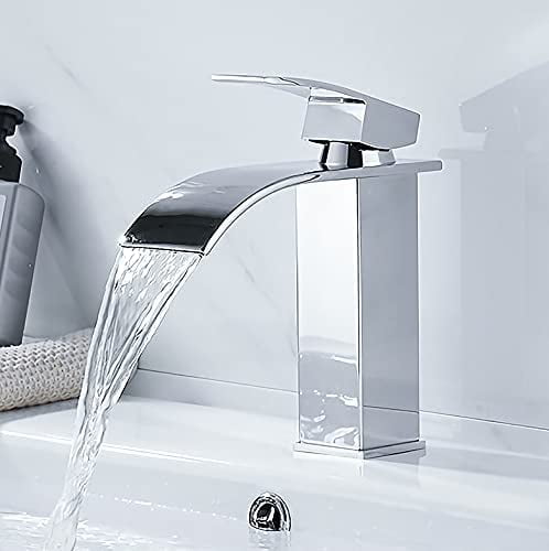 Bathroom Basin Faucet Waterfall Spout Chrome Single Hole Mixer Sink Tap 