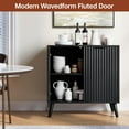 thumbnail image 2 of Sideboard Buffet Cabinet with Storage, Modern Fluted Accent Credenza with Doors & Adjustable Shelves, Wood Coffee Bar Console Table for Living Room, Dining Room, Kitchen or Entryway 31.5"Black, 2 of 7