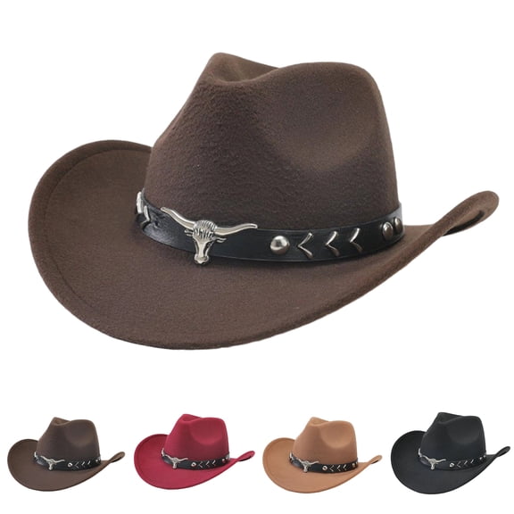 dgysar Western Cowboy Hat Woven Cattleman Style Sun Hat with Beaded Accents, Unisex Black 1PC