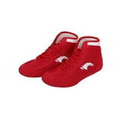 Wazshop Boxing Shoes for Kids Men High Top Wrestling Sneakers Rubber Sole Red-1 7.5