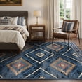 thumbnail image 2 of KoshiMe 6'x9' Area Rugs for Living Room, Machine Washable Rugs Non-Slip, Low Pile Soft Print Pattern Western Rug for Bedroom, Dining Room, Office, Dark Blue, 2 of 9