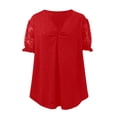 thumbnail image 4 of Elegant Glitter Lace Collar Short Sleeve T-Shirt Fashion Casual Blouse Top With Rhinestone Details Oversized T-shirts Short Sleeve Crewneck Casual Tops, 4 of 5