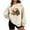 Beige, variant on Christmas Long Sleeve Shirts for Women Thin Fleece Round Neck Christmas Print Loose Hoodless Sweatshirt