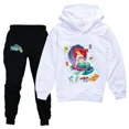 thumbnail image 3 of Ropa deportiva para niños de La Sirenita, trajes casuales con capucha para niñas, pantalones negros, traje para adolescentes, ropa de abrigo para niños, conjuntos para bebés, 3 of 5