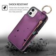 thumbnail image 4 of Allytechgroup iPhone 15 Wallet Case, RFID Blocking Zipper Pocket Ring Holder Kickstand Bumper Shockproof Portable Durable Phone Case for Apple iPhone 15, Darkpurple, 4 of 8