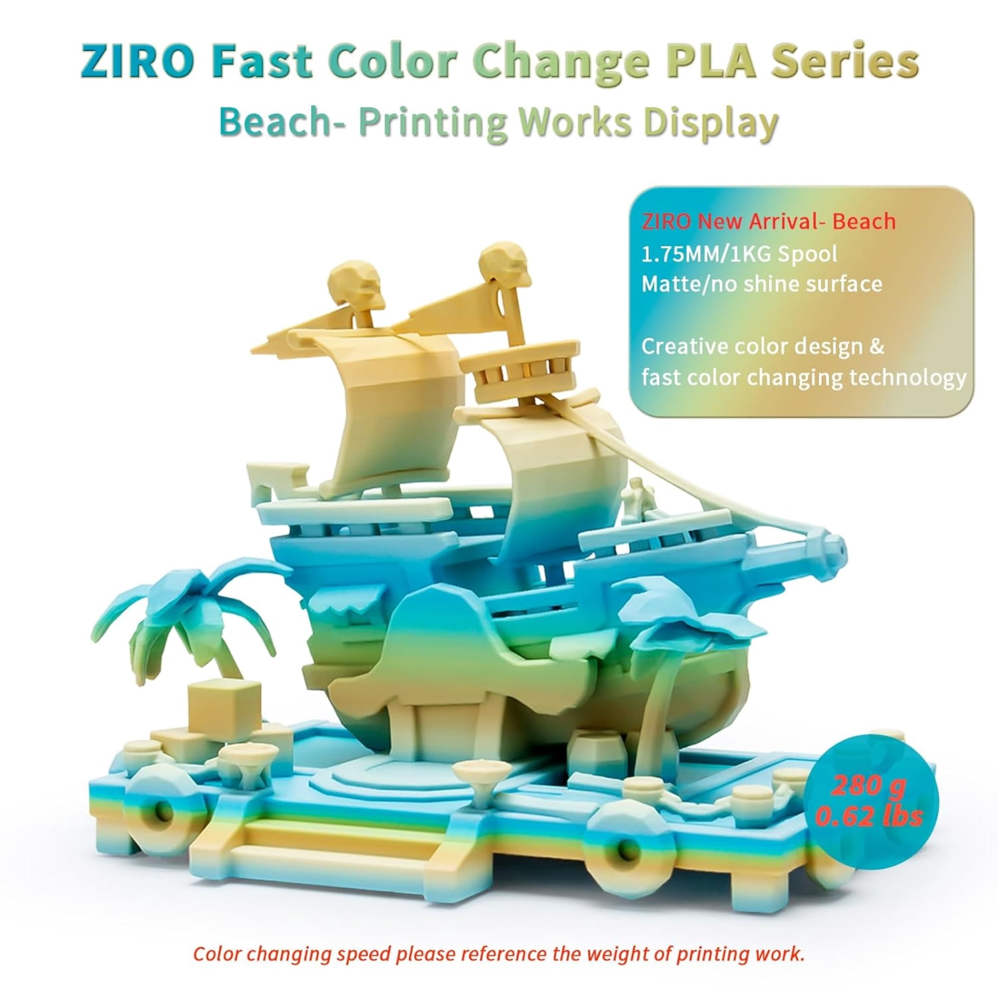 Ziro 3D Gradient Matte PLA 1.75mm 1kg, Beach