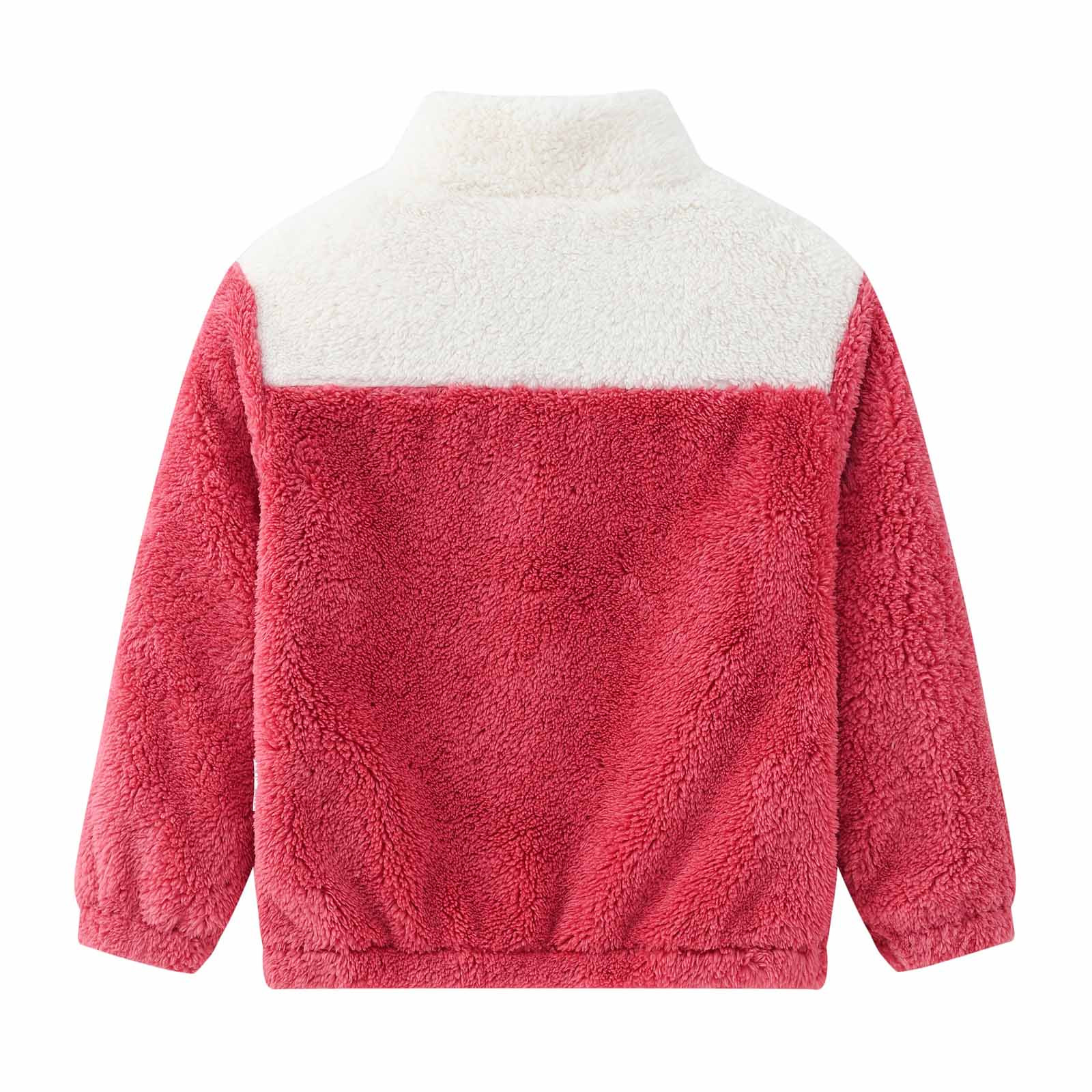YYDGH Girls Zipper Jacket Fuzzy Sweatshirt Long Sleeve Casual Cozy Fleece Sherpa Outwear Coat Full-Zip Rainbow Jackets(Red,4-5 Years) - image 4 of 8