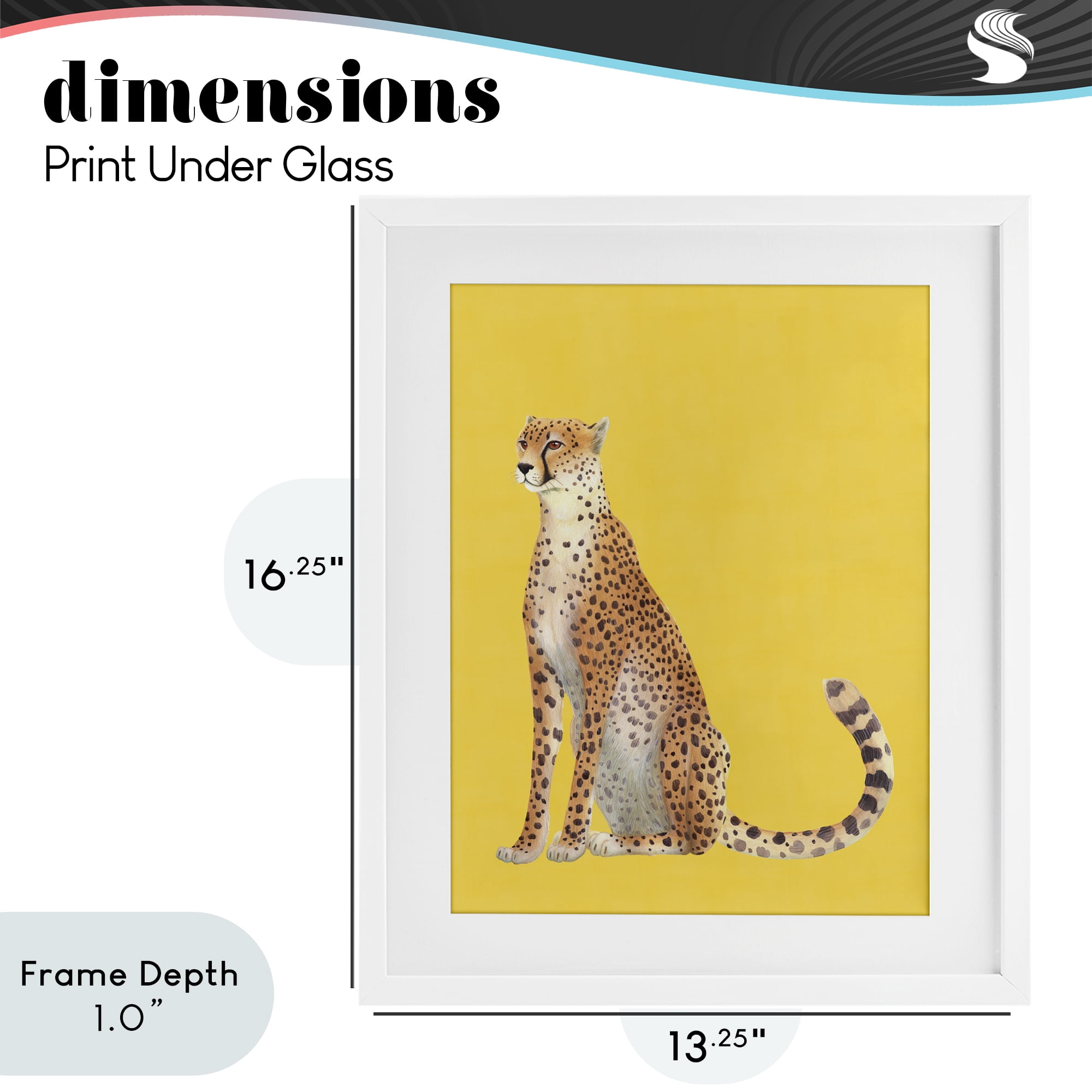 Stupell Industries Cheetah on Vibrant Yellow White Framed Print Under Glass, design by Karolina Sato