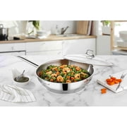 Stainless Steel Tri-Ply Capsulated Bottom 12 Inch Stir Fry Pan with Glass Lid, Induction Ready, Oven and Dishwasher Safe
