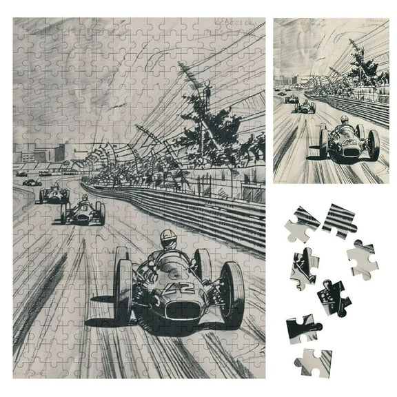 BCIIG Race Car Wooden Jigsaw Puzzle Vertical Impossible Wooden Puzzles Gift for Family Friends 300PCS