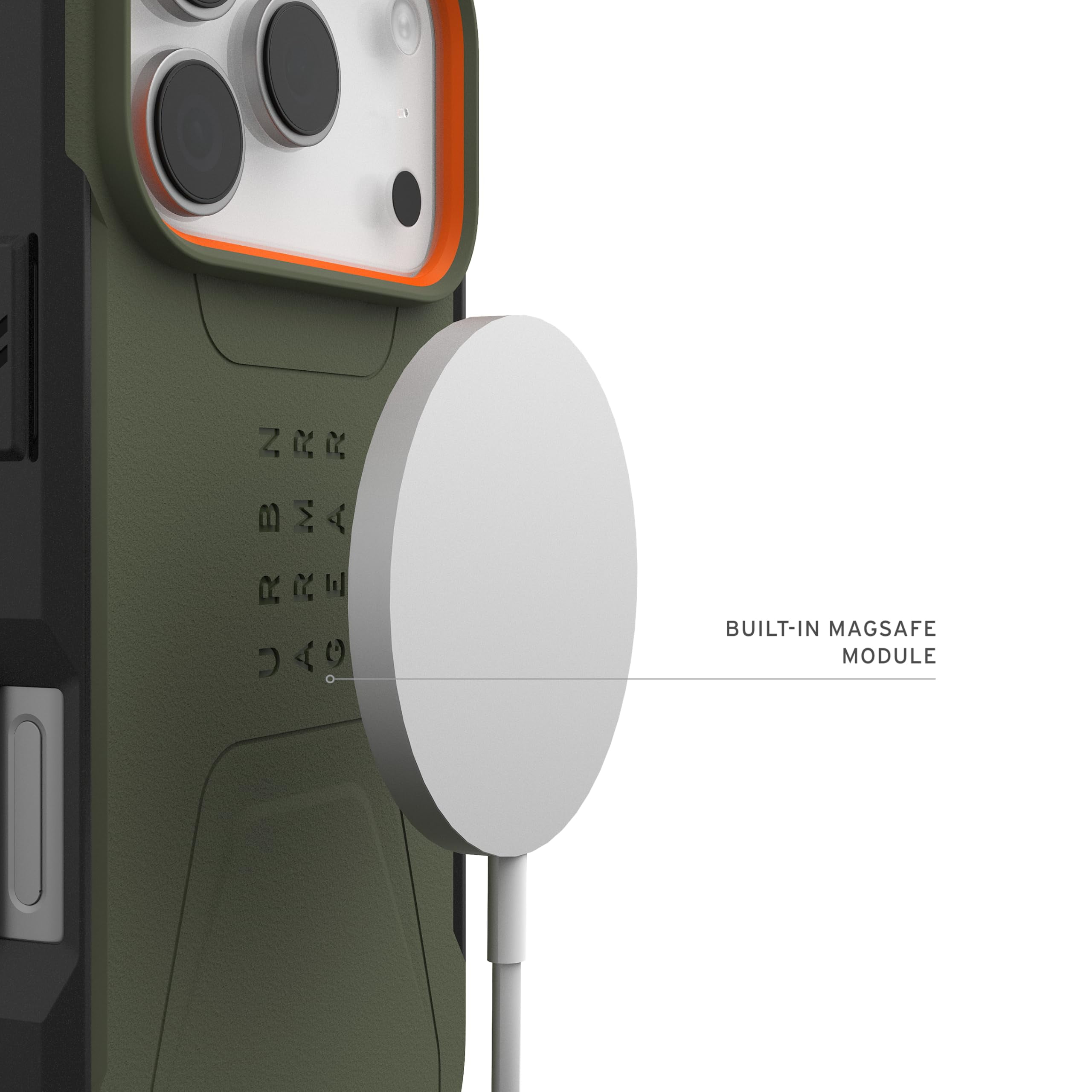 UAG iPhone 17 Pro Case Civilian - Compatible with MagSafe Military Grade Protective Cover, Olive/Orange