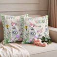 thumbnail image 2 of Easter Outdoor Waterproof Pillow Covers, Spring Rustic Rabbit Botanical Flowers Eggs Plaid Decorative Square Throw Pillowcase Sofa Cushion Sham for Patio/Couch/Chair, 18"x18" 2 Pack, 2 of 8