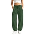 thumbnail image 6 of Nfurl Sweatpants for Women Trendy Elastic Bottom Straight Leg Sweatpant Casual Jogging Pants with Pockets Drawstring Elastic Waist Joggers Sweat Pants Army Green,XXL, 6 of 9