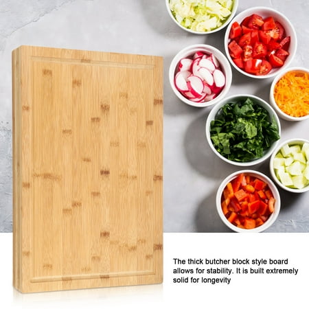 LAFGUR Extra large Antimicrobial Kitchen Bamboo Cutting Board Thick Butcher Block Chopping Board with Juice Groove for Meat (Butcher Block) Cheese and