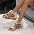 thumbnail image 6 of Jsaierl Womens Gladiator Sandals Casual Summer Flower Open Toe Sandals Comfortable Wedge Sandals Trendy Beach Sandal Size 7.5, 6 of 9