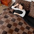 thumbnail image 4 of Homewish Fashion Abstract Adult Bedding Comforter Set 7pcs, Square Patchwork King Bedding Sets, Vintage Brown Buffalo Reversible Bed Sheets, Lightweight Room Decor, 4 of 7