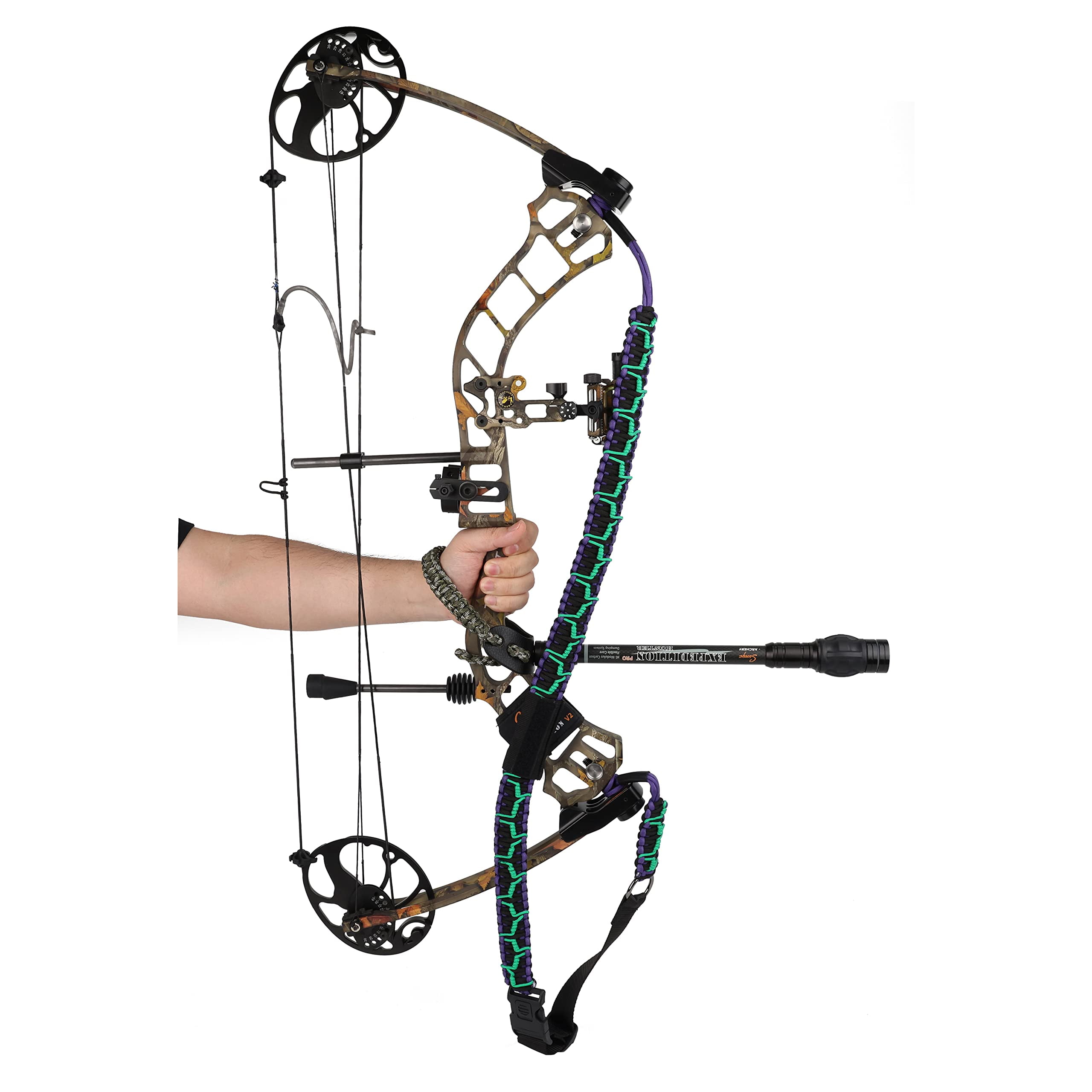 SUNYA Paracord Compound Bow Sling with V2 Upgraded Connection System. Lightweight Hands
