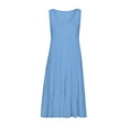 thumbnail image 3 of Vestido De Tirantes Sencillo Vestido plisado informal para mujer, vestido hasta la rodilla con cuello redondo, ropa de playa, vestido veraniego con dobladillo ancho Ygjytge Azul Cielo 4Xl para Mujer, 3 of 8