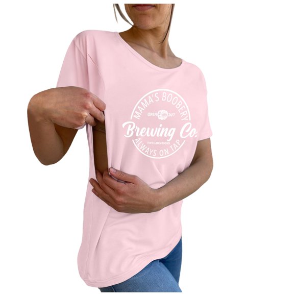 2025 Maternity blouse Women Maternity Shirt Breastfeeding Maternity Workout Nursing Friendly Zip Tshirt Maternity Winter Leggings Mama's Boobery Always on Little Tops Tap