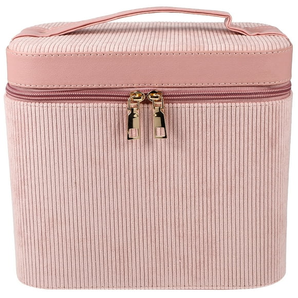 BRIGHTFUFU Case de doble capa portátil Mujer Magno de almacenamiento Handheld Bags con espejo