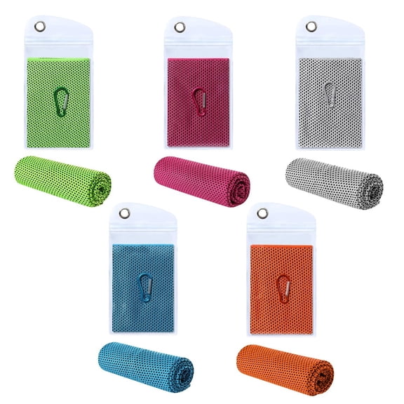 5 Packs Cooling Towel (40"x12"), Soft Breathable Chilly Towel, Ice Towel, Microfiber Towel for Yoga, Sport, Running, Gym, Camping, Fitness, Workout & More Activities