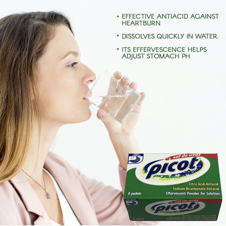 Picot Sal De Uvas, Effervescent Powder Solution, Over-the-Counter Antacid,  12 Count. - DroneUp Delivery