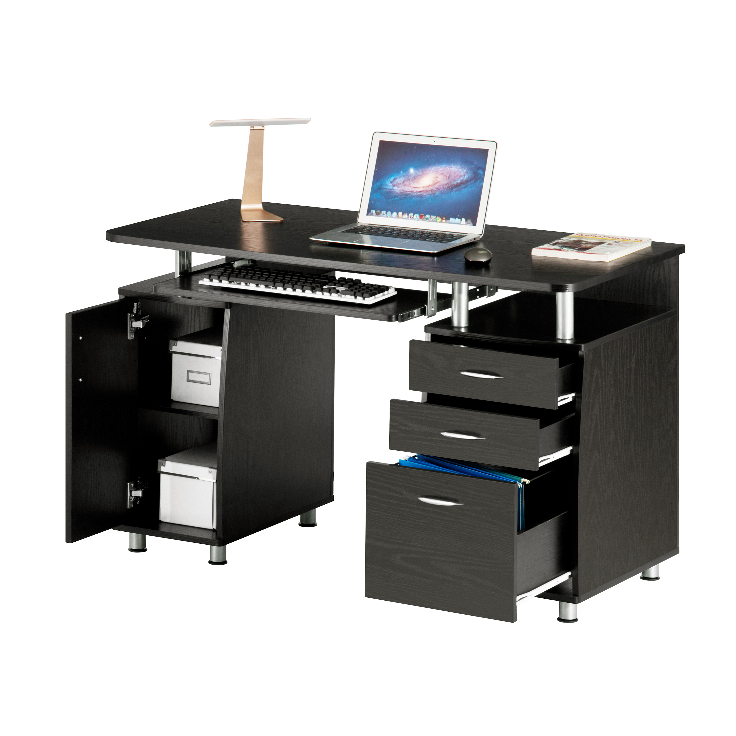 Techni Mobili Complete Adult Computer Workstation with Cabinet and Drawers, 30" H, Espresso - image 4 of 14