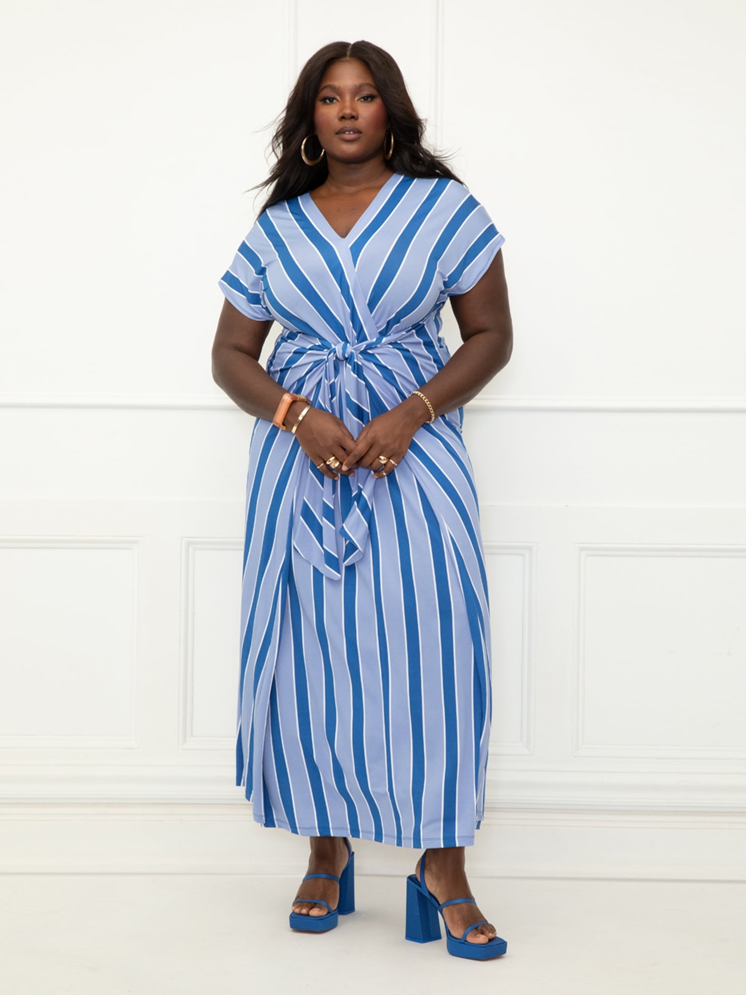ELOQUII Elements Women's Plus Size Wrap Maxi Dress Walmart.com