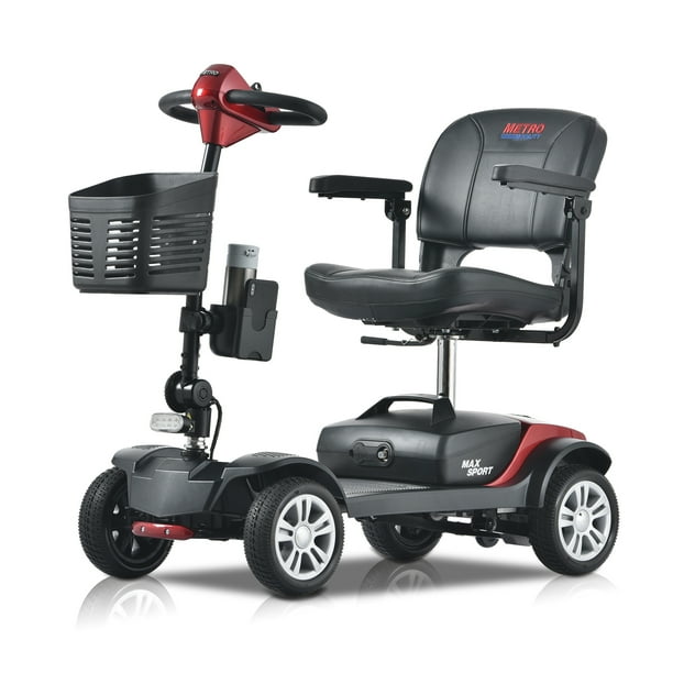 Mobility Scooters for Seniors, MAX SPORT RED 4 Wheels Outdoor Compact
