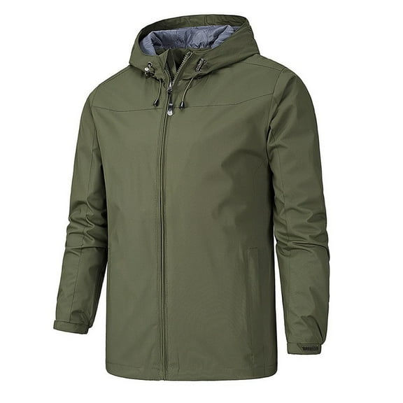 POROPL Lightweight Rain Jacket Men Hooded Thin Zipper Casual Outdoor Windbreaker Jacket with Pockets