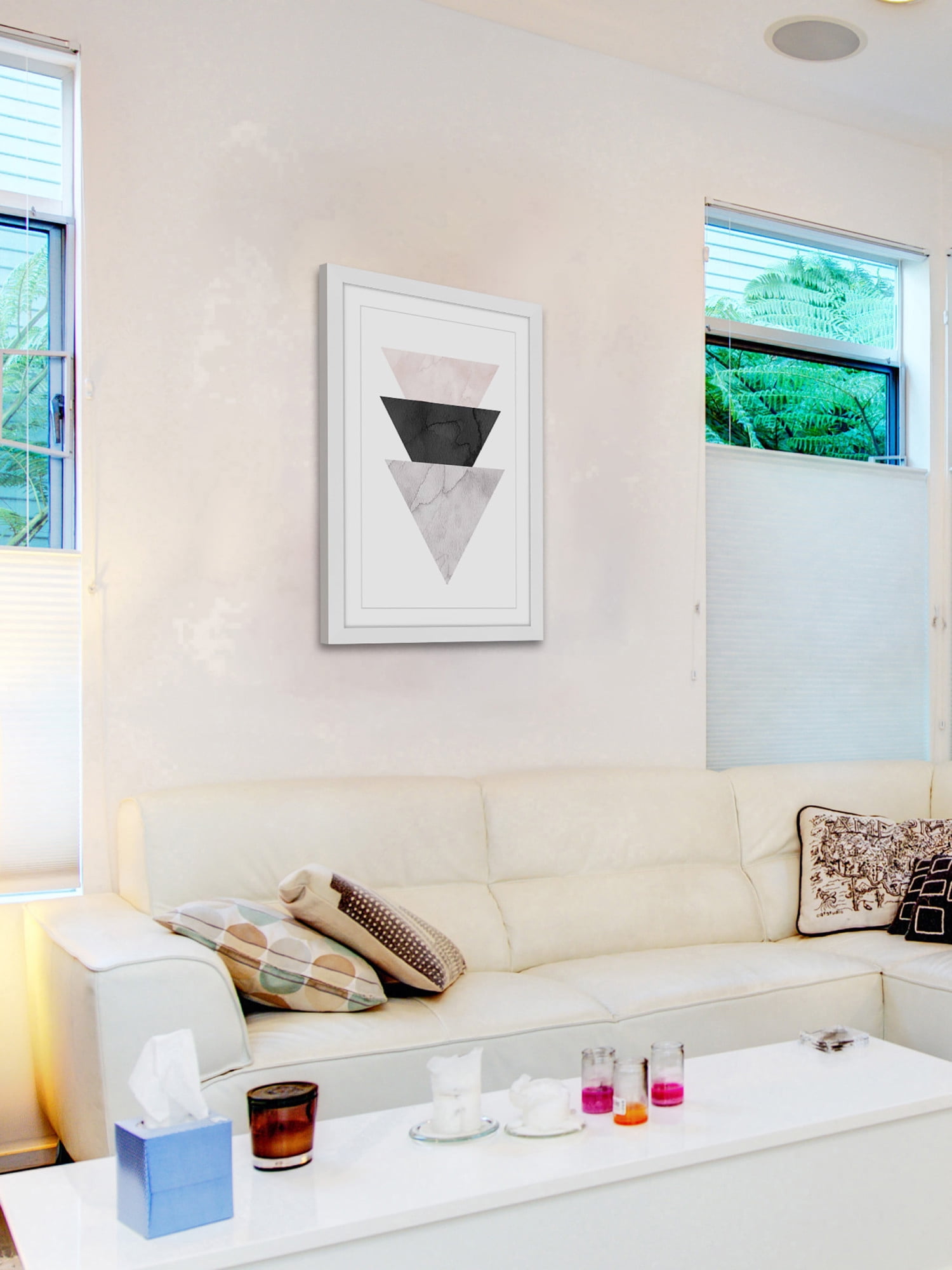Marmont Hill Inc Marmont Hill - 'Triangle Stack' by Diana Alcala Framed Painting Print - Multi