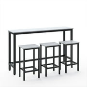 Counter Height Dining Set, 4-piece Rustic Wood Kitchen Dining Table Set with 3 Stools, Creative Bar Table, Dining Room Table Set for Bistro Bar Restaurant, JA3448