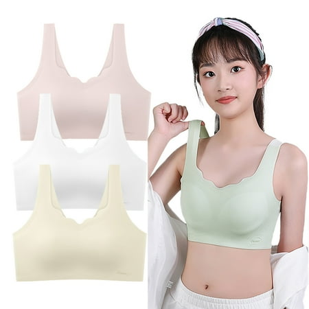 3 Pack Big Girls  Training Bra Flex Fit Seamless Breathable Training Bra for Girls Teen Sports Bras for Girls Bralette for Girls 10-16