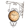 thumbnail image 1 of Reloj de pared de doble cara de 8 pulgadas, silencioso, con pantalla de 12 horas, giratorio, vintage café, 1 of 9