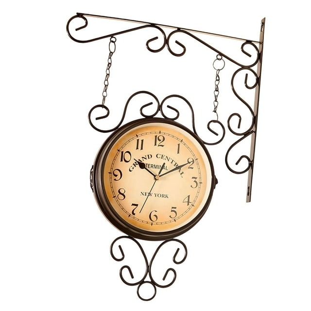Reloj de pared de doble cara de 8 pulgadas, decoración artística, silencioso, para colgar en la estación, diseño retro para oficina, hogar, interior y café