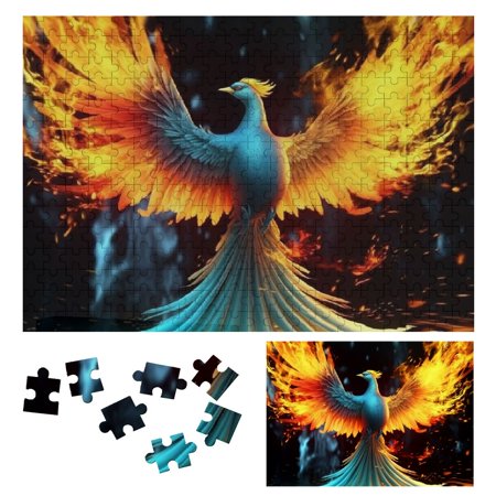 Creowell Fire Water VFX Print Wooden Jigsaw Puzzle Game Toy Gift for Family and Friends, Impossible Challenge Leisure Activity 300 PCS