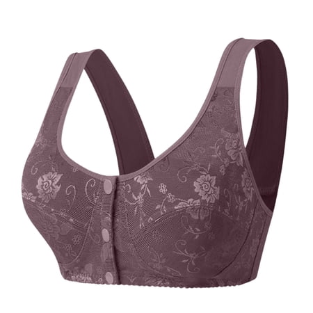 Daisy Bras for Older Women Front Closure 2025 - No Underwire Full Coverage Wireless Bra Breathable Soft Comfortable Tshirt Bra for Seniors Plus Size
