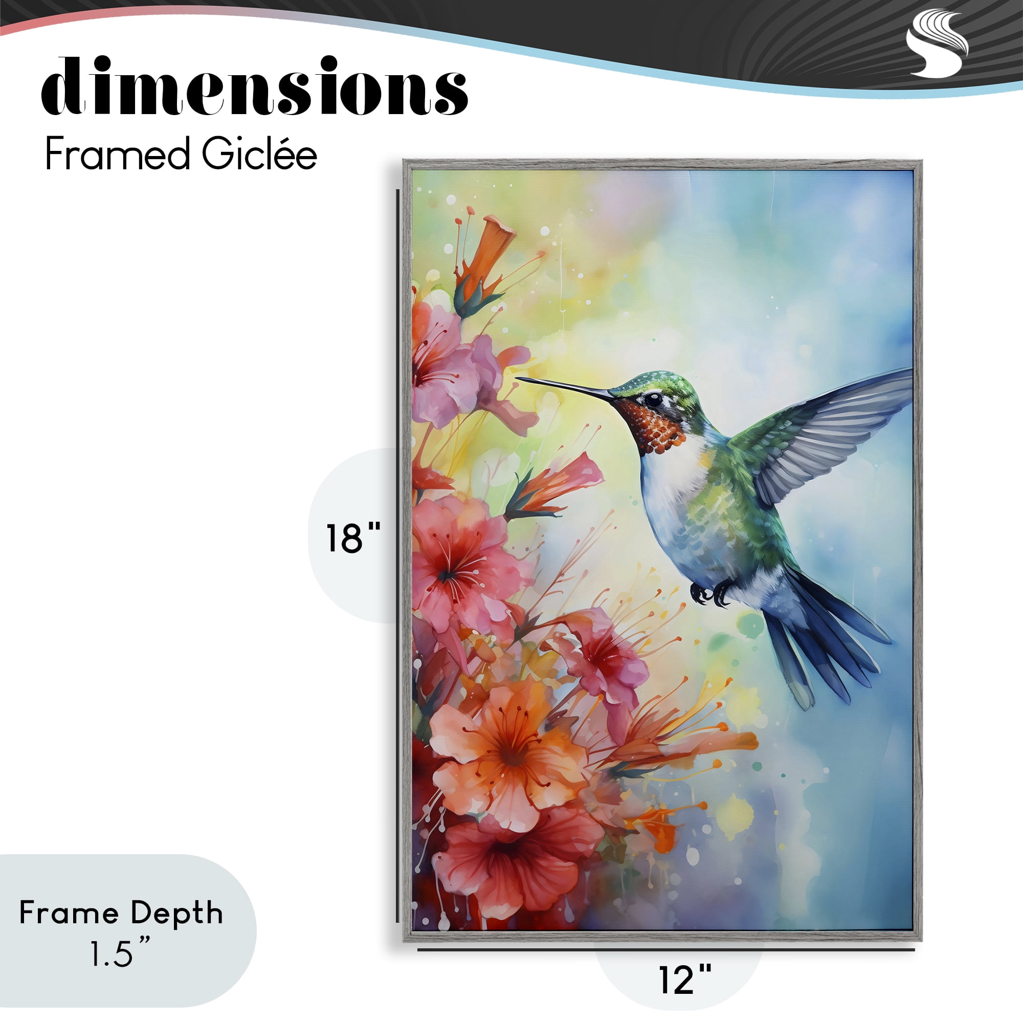 Stupell Industries Hummingbird Hibiscus Serenade Gray Framed Giclee Art, design by Creative Studio