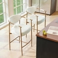 thumbnail image 4 of Spruce & Spring Modern Counter Bar Stool with Woven Strap Arms & Gold Metal Frame Set of 2, Ivory with Gold Frame, 4 of 8