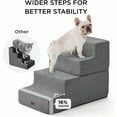 thumbnail image 4 of Dog Steps For Bed Extra Wide Dog Stairs For High Bed Couch Sofa 35D Foam Pet Steps For Small Dogs And Cats NonSlip Bottom Pet Stairs Grey 4 Steps, 4 of 10