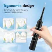 Electric Toothbrush with Tartar Remover Scraper, Teethbrush Cleaning Tool, Teeth Cleaning Kit 2 in 1 with 6 Cleaning Modes, 10min Auto Off, IPX6 Waterproof, 500mAh Battery for Adult, White