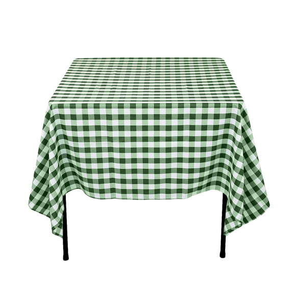 70 in. Square Polyester Tablecloth Green & White Checkered