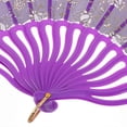thumbnail image 4 of Handheld Fan Antique Decorative Folding Fan Stage Performance Hand Fan Purple Traditional Style Cooling 1Set, 4 of 5