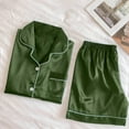 thumbnail image 5 of DuoJiaJ Silk Pajamas Womens Short Sleeve Sleepwear Soft Satin Button Down Loungewear 2 Piece Shorts Set Plus Size Satin Pajamas Women Army Green, 5 of 5