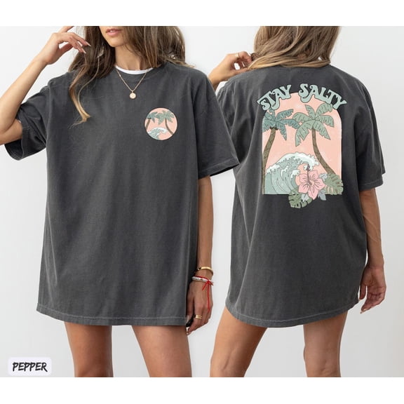 Summer Shirt for Women, Stay Salty Beach Shirt, Ocean Vibes Tshirt, Cute Beach Shirt, Retro Beach Shirt, Lover Shirt, Summer Vacation Shirt, F6221 All Size S-5Xl