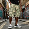 thumbnail image 2 of Cargo Shorts for Men Drawstring Elastic Waist Camouflage Shorts Summer Loose Causal Shorts with Multi-Pockets, L, 2 of 6
